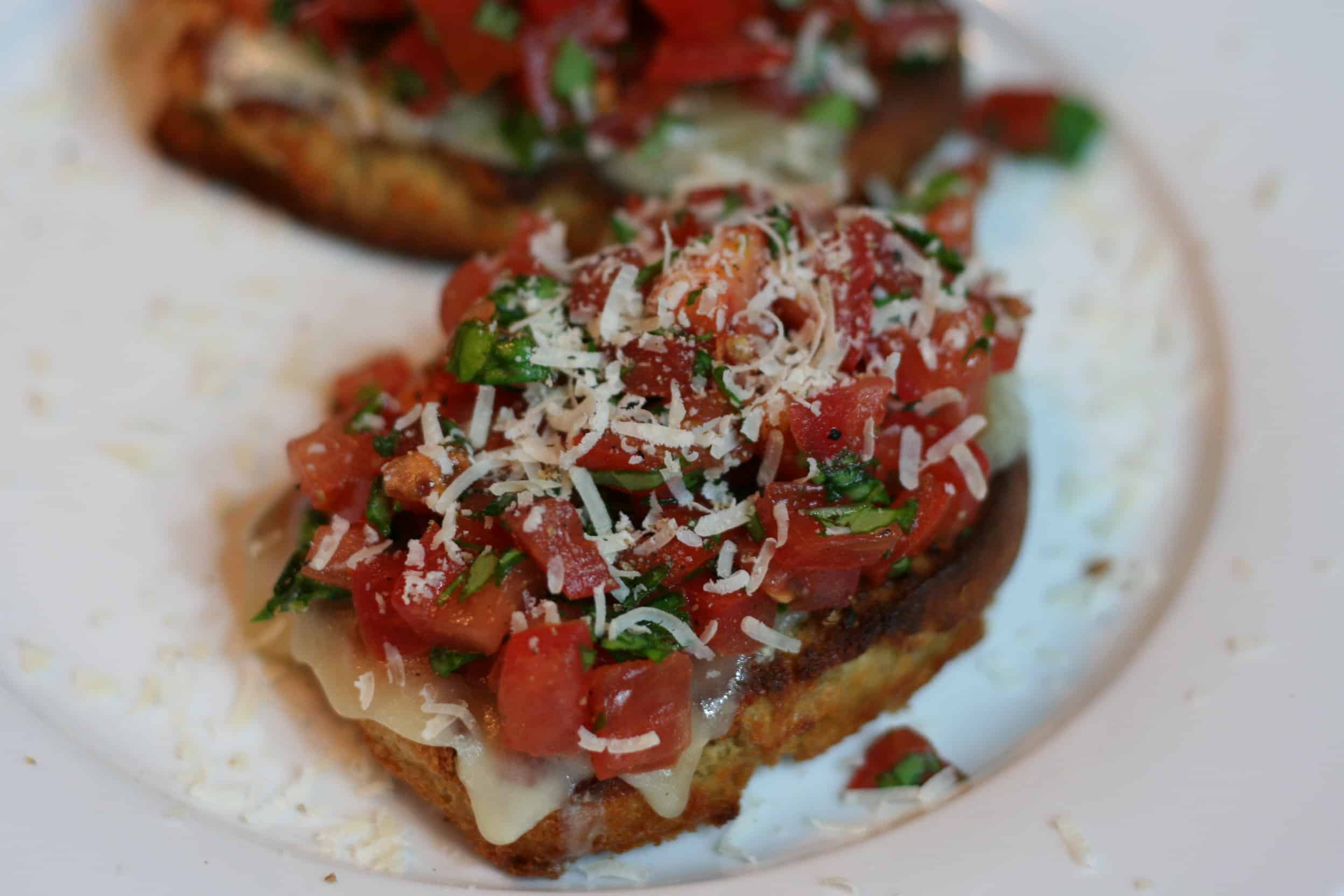 bruschetta plated and ready to eat