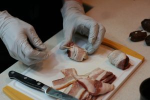 Preparing bacon wrapped dates