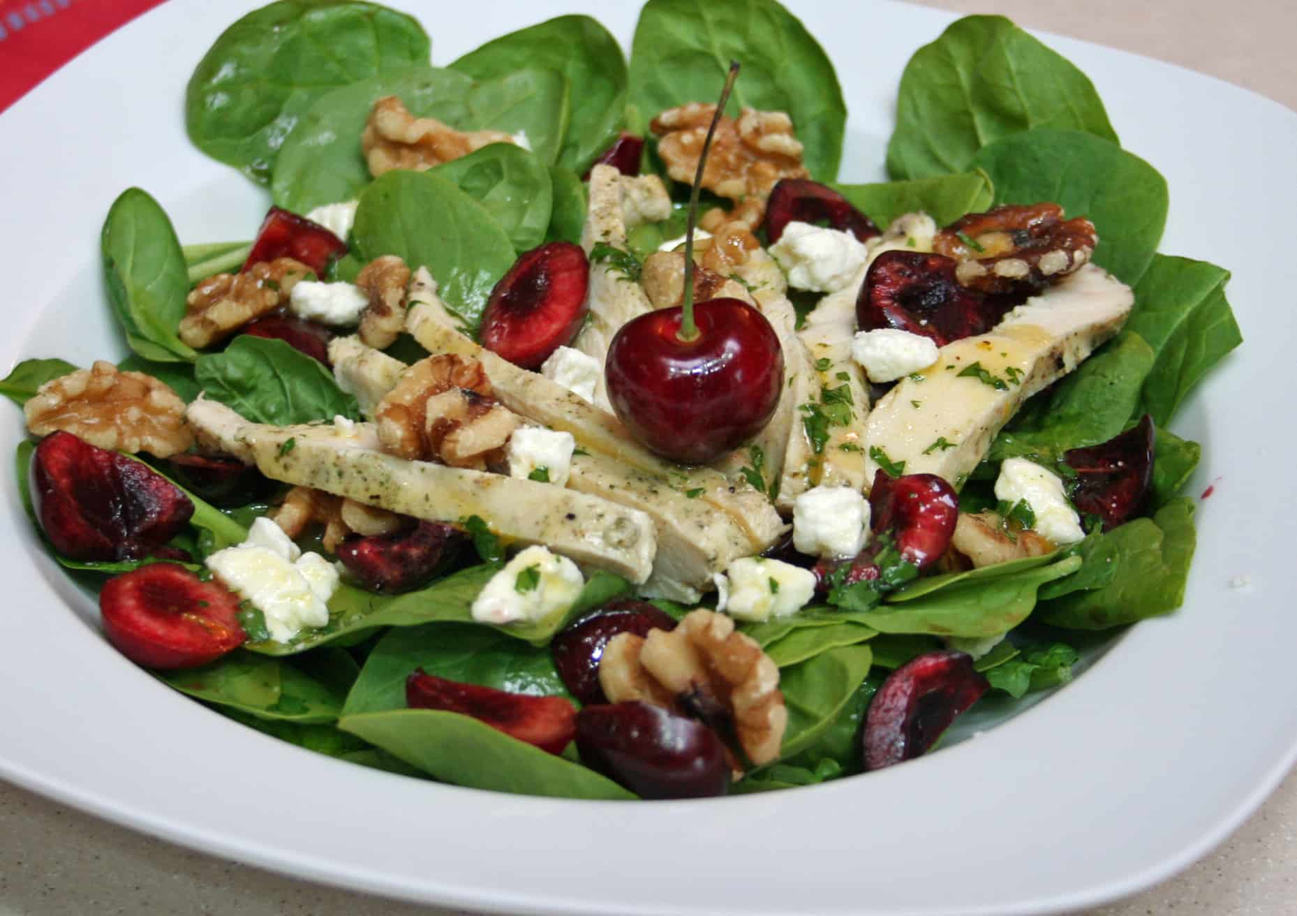 Spinach-Cherry Salad with Orange-Dijon Dressing