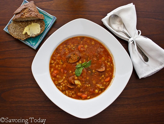 Lentil & Sausage Soup - Served | Savoring Today Lentil & Sausage Soup - Served | Savoring Today