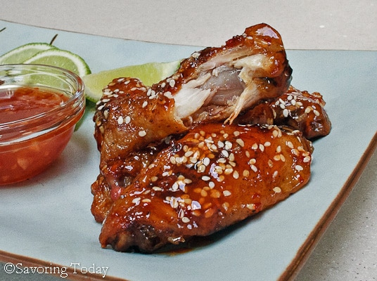 Thai Chili Sesame Chicken Wings - a bite (1 of 1)