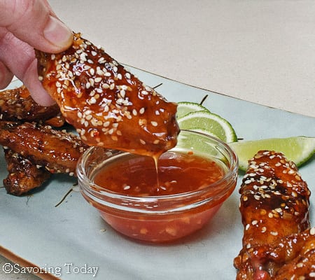 Thai Chili Sesame Chicken Wings - dipping (1 of 1)