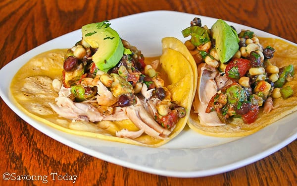 Black Bean Confetti Salsa - on chicken tacos (1 of 1)