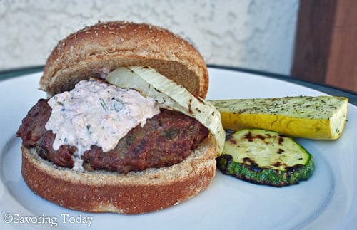 Roasted Green Chili Burgers with Grilled Sweet Onions