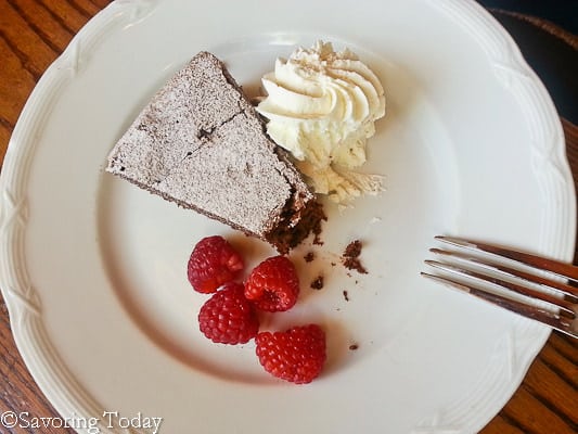 Flourless Chocolate Cake with Raspberries and Whipped Cream