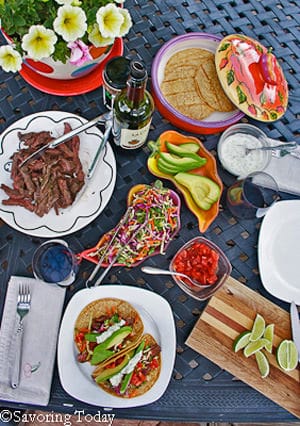 Buttermilk-Cilantro Skirt Steak -- Tablescape |Savoring Today