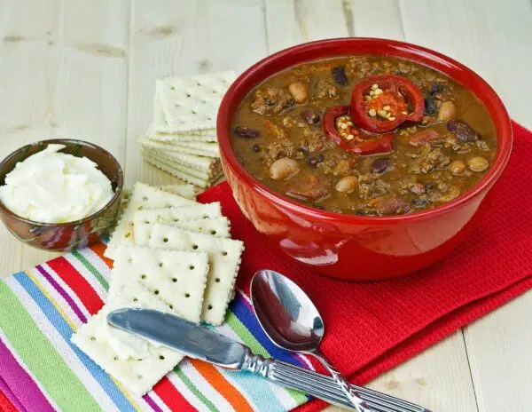 Hearty chili is a satisfying make-ahead meal.
