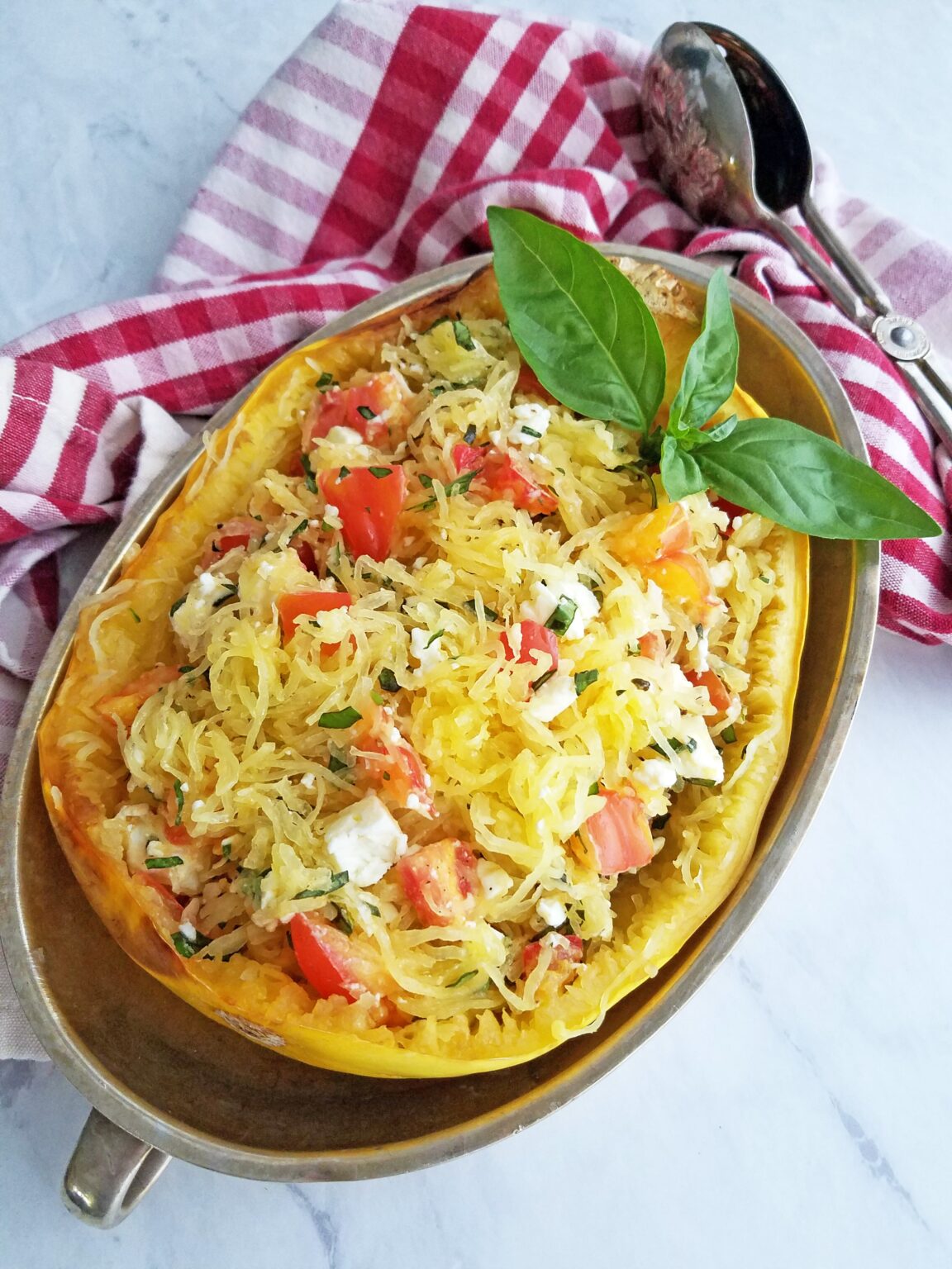 Roasted Spaghetti Squash With Tomato Basil And Feta Recipe 3029