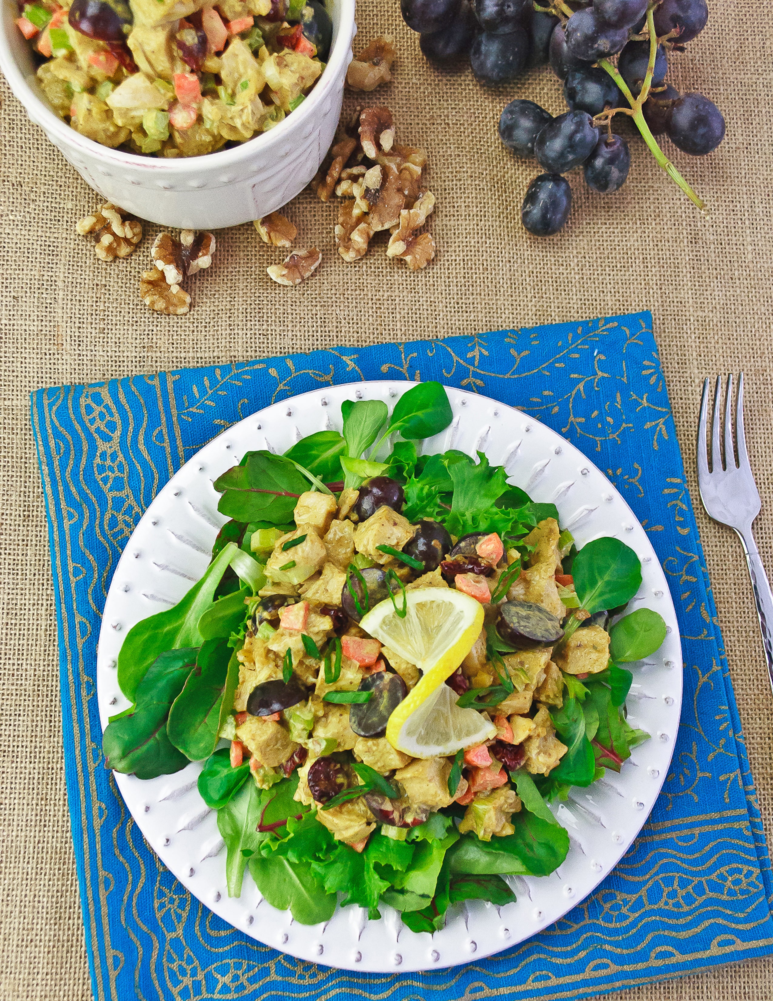 Curry Chicken Salad is a popular lunch or light dinner and can be served over lettuce or as sandwiches. A great light lunch recipe for bridal shower and baby shower buffet too!