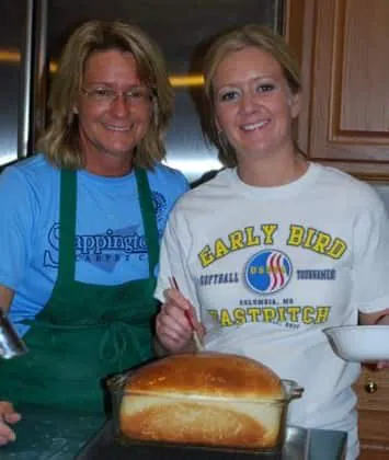 Debbie and Angie making bread and stollen