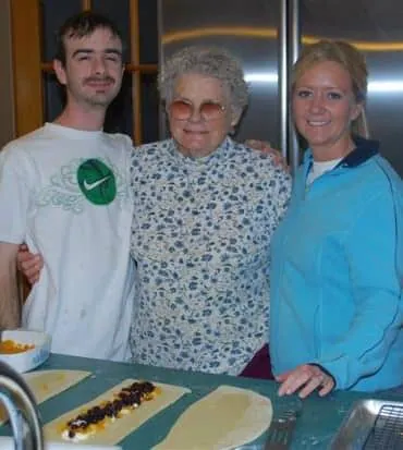 Grandma making stollen with kids