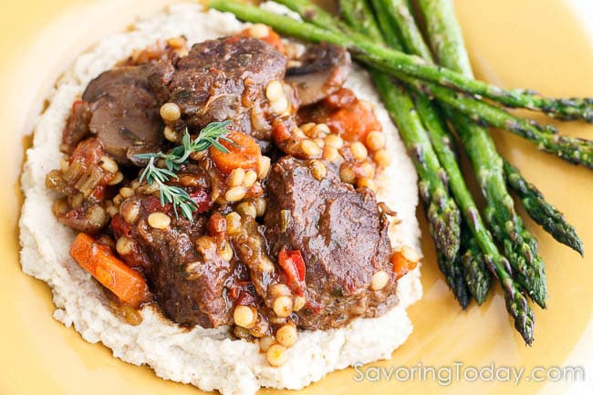 Osso Buco Style Beef Short Ribs Recipe with Mashed Cauliflower