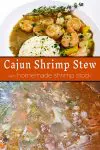Shrimp stew and shrimp stock for stew.