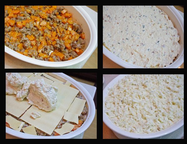 Step by step collage for butternut lasagna