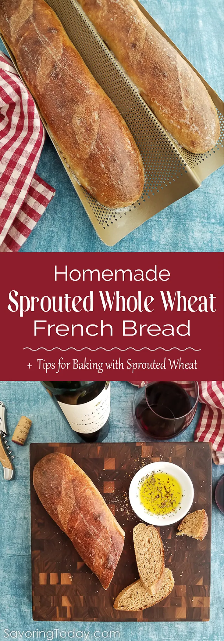 Learn important tips for baking with sprouted wheat by making this delicious Sprouted Wheat French Bread recipe. You'll love the texture and chewy crust of this bread.