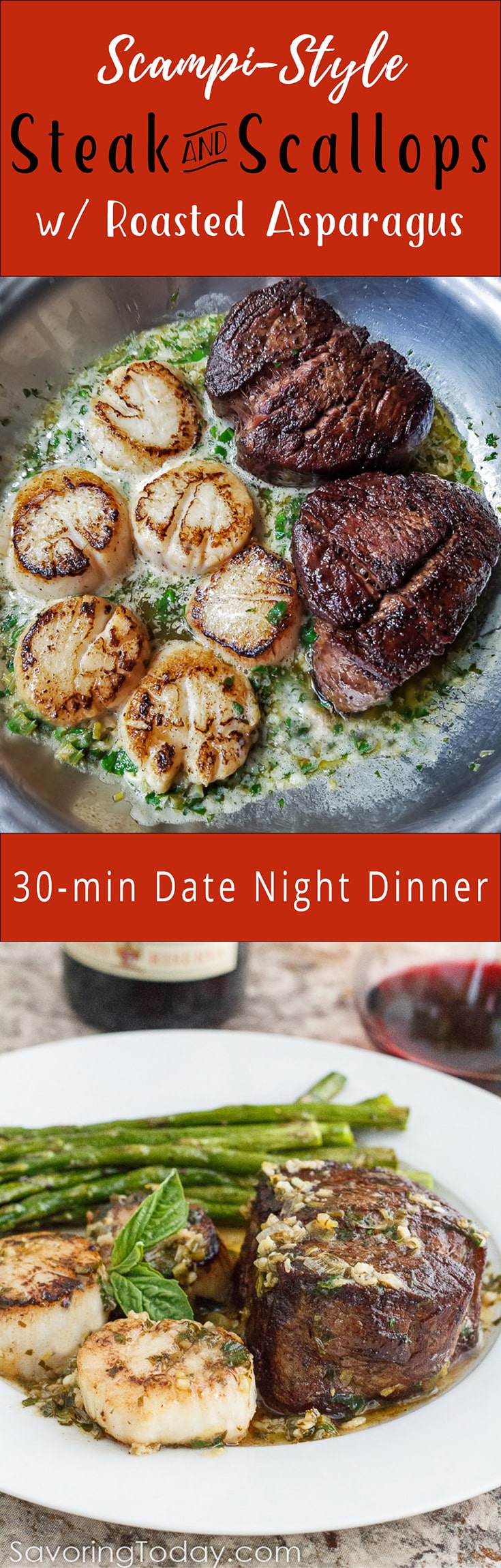 ScampiStyle Steak & Scallop Recipe Date Night Dinner for Two