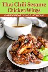 Thai Chili Chicken Wings on a white plate for Pinterest