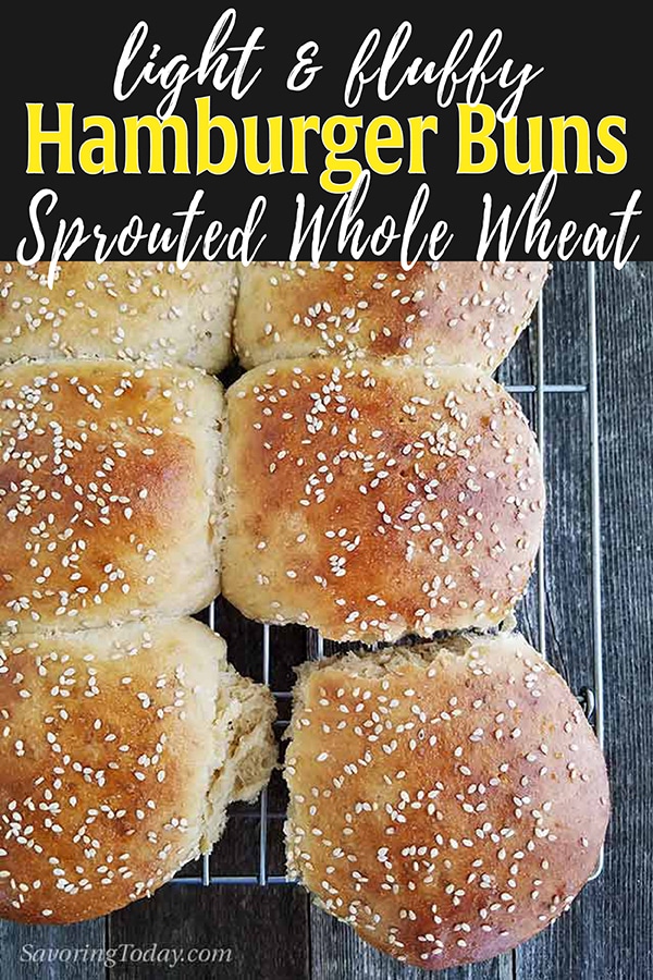 Light and Fluffy Sprouted Whole Wheat Burger Buns
