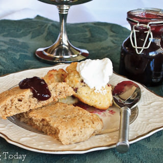 scones on plate with jam