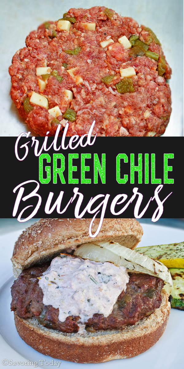Green Chile Burgers with Grilled Onions and Salsa Mayo