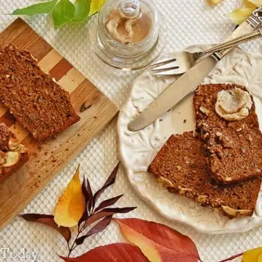 Healthy Apple Walnut Bread made with sprouted wheat.