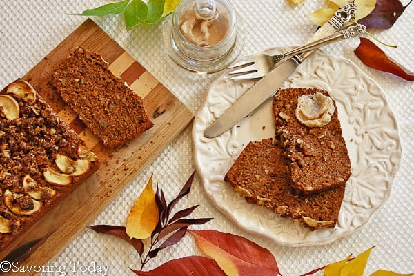 Healthy Apple Walnut Bread made with sprouted whole wheat.