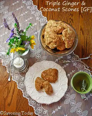 Triple Ginger Coconut Scones | Savoring Today