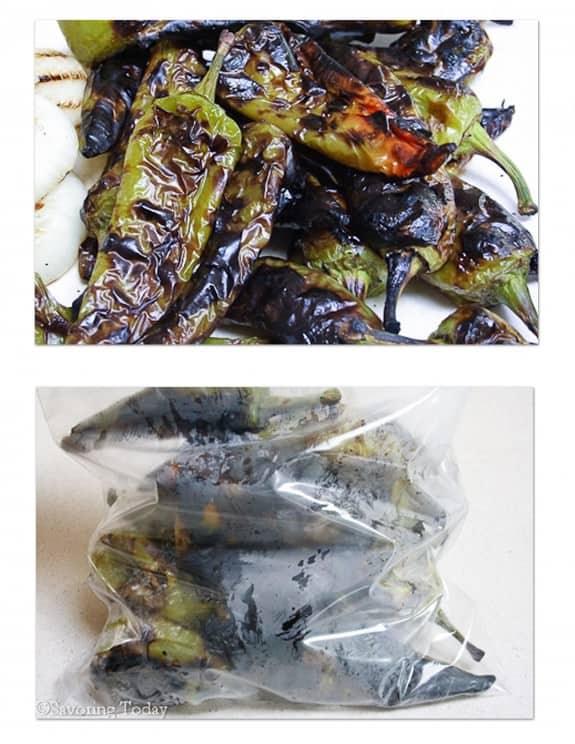 roasted green chiles from the grill 