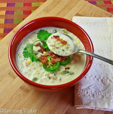 Corn & Green Chile Chowder | Savoring Today