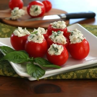 Goat Cheese and Herb Stuffed Tomatoes Recipe for bridal shower or baby shower menu.
