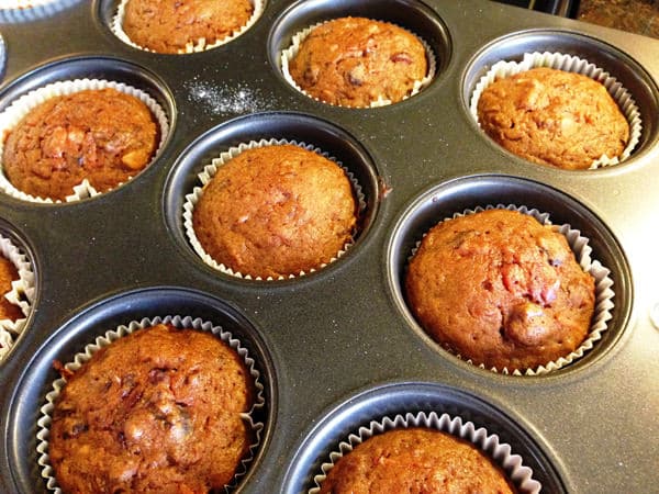 Carrot Beet Cupcakes in the pan ready to cool