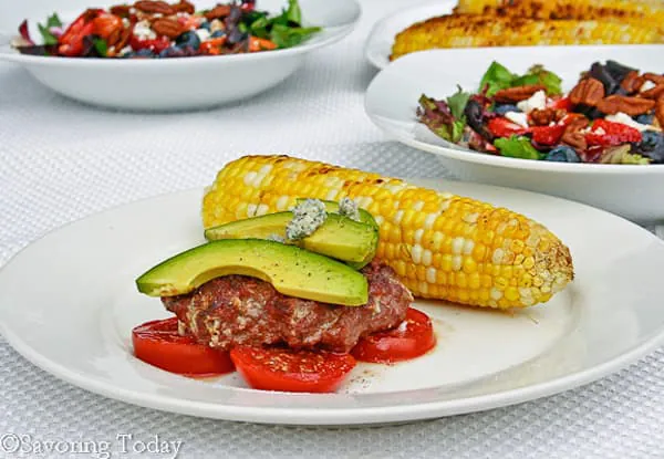 Blue Cheese Burgers & Grilled Corn | Savoring Today