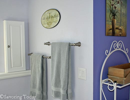 It was Matt's idea to off-set the towel bars to maximize the limited space. He's brilliant.