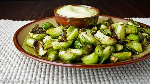 Roasted Brussels Sprouts with Roasted Garlic Aioli -- ready - Savoring Today (1 of 1)