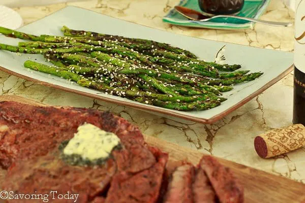 Hoisin-Sesame Grilled Asparagus - at the table | Savoring Today (1 of 1)