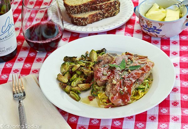 Savory prosciutto brings out the best in veal resting in a lemony sauce. Veal Chop Saltimbocca is so good it cannot "jump in the mouth" fast enough!
