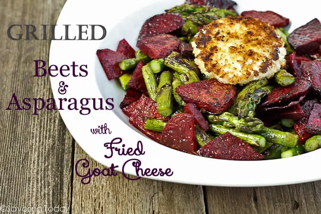 Grilled Beets and Asparagus with Fried Goat Cheese is an impressive and easy side dish.