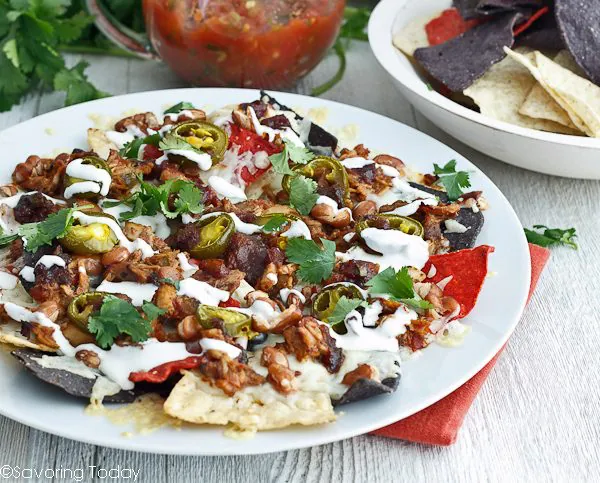 Smoky BBQ Chicken Nachos recipe is an easy party appetizer and crowd favorite.
