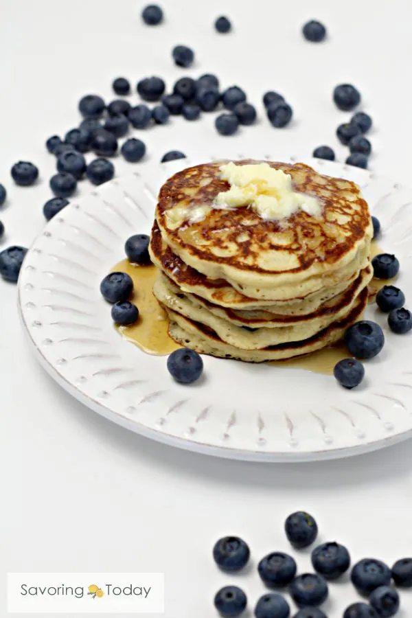 Stack of Gluten-Free Buttermilk Pancakes made with sprouted flour and almond meal. Food you can feel good about.