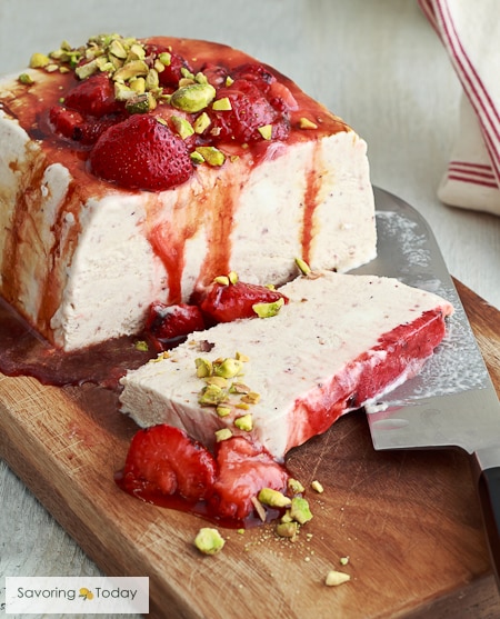 Grilled Strawberry Semifreddo is creamier than ice cream and no machine is needed.