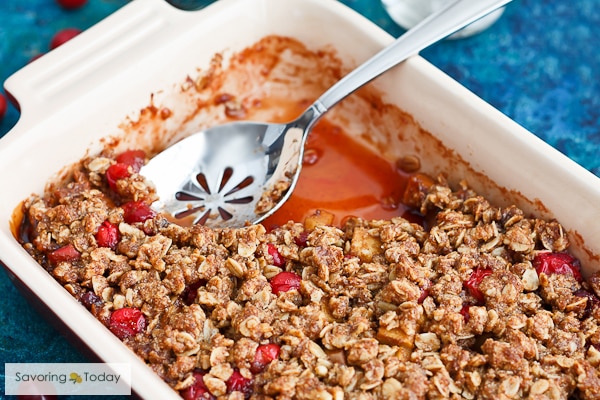 apple cranberry crisp served 