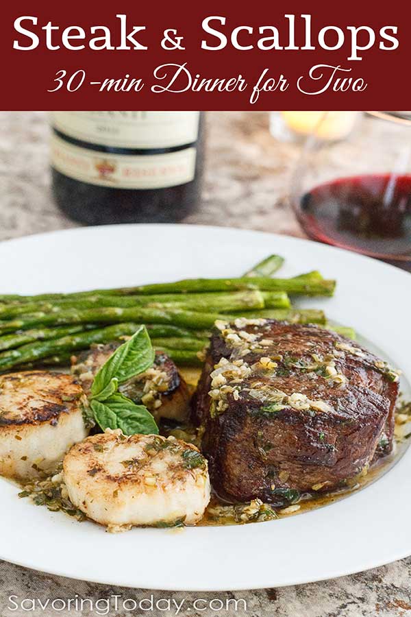 ScampiStyle Steak & Scallop Recipe Date Night Dinner for Two