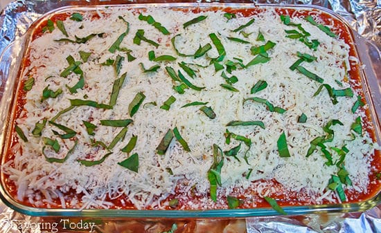 lasagna ready for the oven