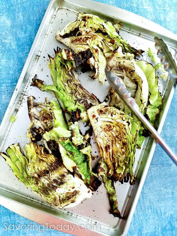 Grilled Cabbage served with Classic Caesar Dressing and Crushed Croutons is a fantastic summertime side dish.