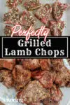 lamb piled on a platter with pinterest banner