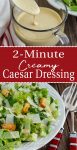 Classic Caesar Salad with creamy dressing and shaved Parmesan in a white bowl.