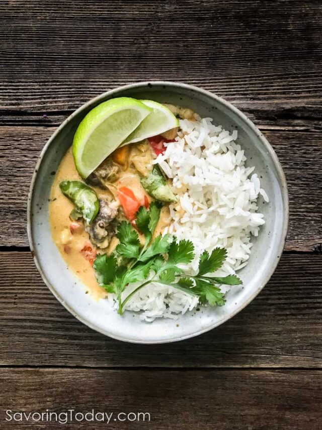 Vegetable Coconut Thai Curry with Jasmine Rice | Savoring Today