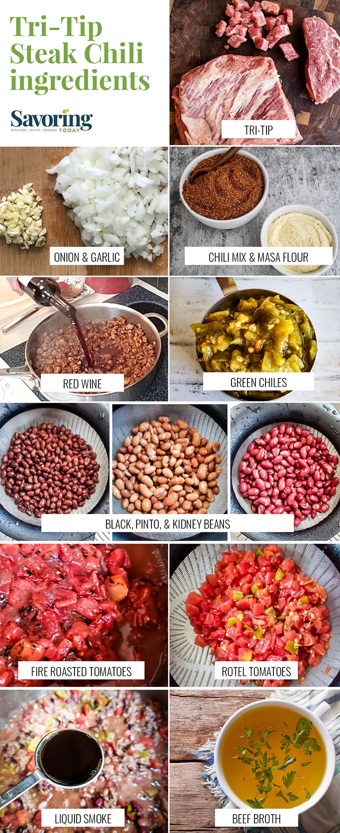 ingredient collage for steak chili