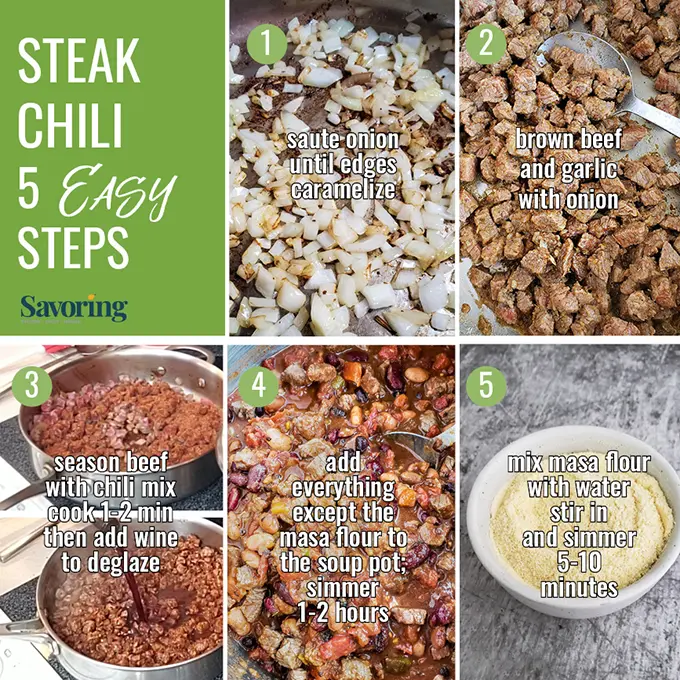 step by step collage of making chili