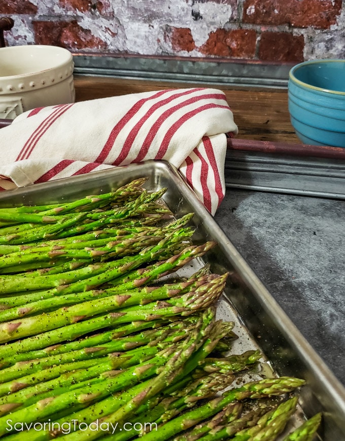 fresh asparagus prepped and ready for grilling